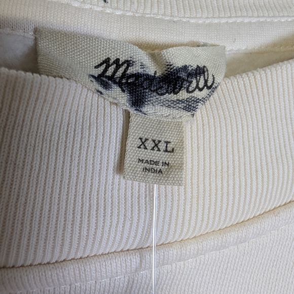 Madewell Relaxed Varsity Sweatshirt XXL Vintage Ivory Red Stripe Retro Preppy - Picture 5 of 9